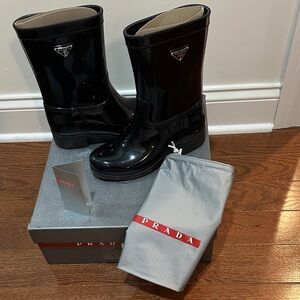 Prada Glossy Rain Boots 36